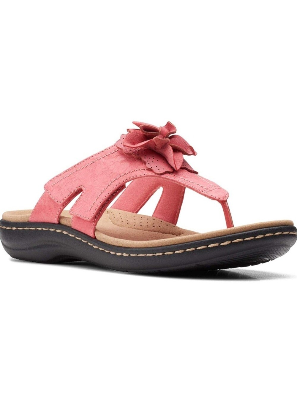 NWOT Clarks Coral Pink Flower Laurieann Gema Thong Sandals Size 6